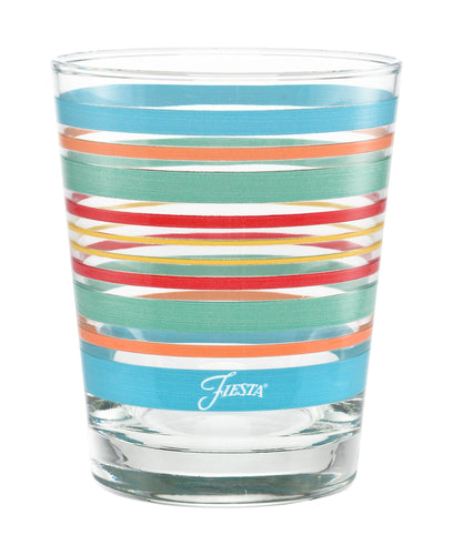 15 oz. Fiesta® Rainbow Radiance Stripes Tapered Double Old Fashion – Set of 4, Glassware - Fiesta Factory Direct by Homer Laughlin China.  Dinnerware proudly made in the USA.  