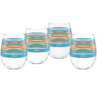 15 oz. Fiesta® Rainbow Radiance Stripes Stemless Wine – Set of 4, Glassware - Fiesta Factory Direct by Homer Laughlin China.  Dinnerware proudly made in the USA.  