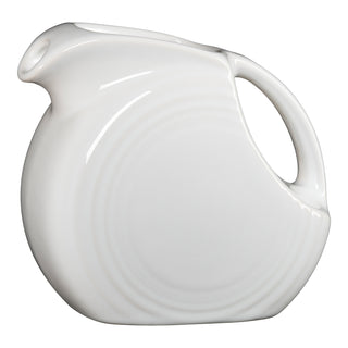 white fiesta small disk pitcher made in the usa