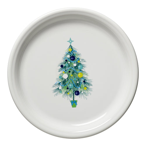 Fiesta Blue Christmas Tree on White Bistro Buffet Plate