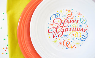 Happy Birthday Luncheon Plate, fiestaÂ® Celebrate - Fiesta Factory Direct by Homer Laughlin China.  Dinnerware proudly made in the USA.  