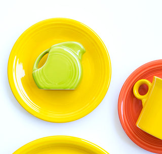 mini disk pitchers on salad plates