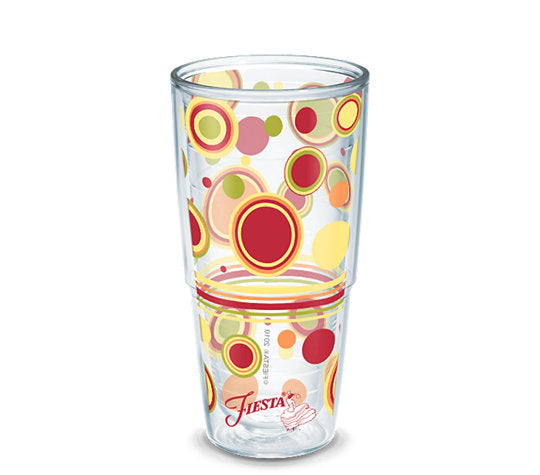 Fiesta® Dots Sunny 24 oz Tumbler, Tervis Tumbler - Fiesta Factory Direct by Homer Laughlin China.  Dinnerware proudly made in the USA.  